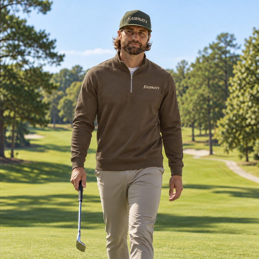 FAIRWAYS 1/4 ZIP - WALNUT