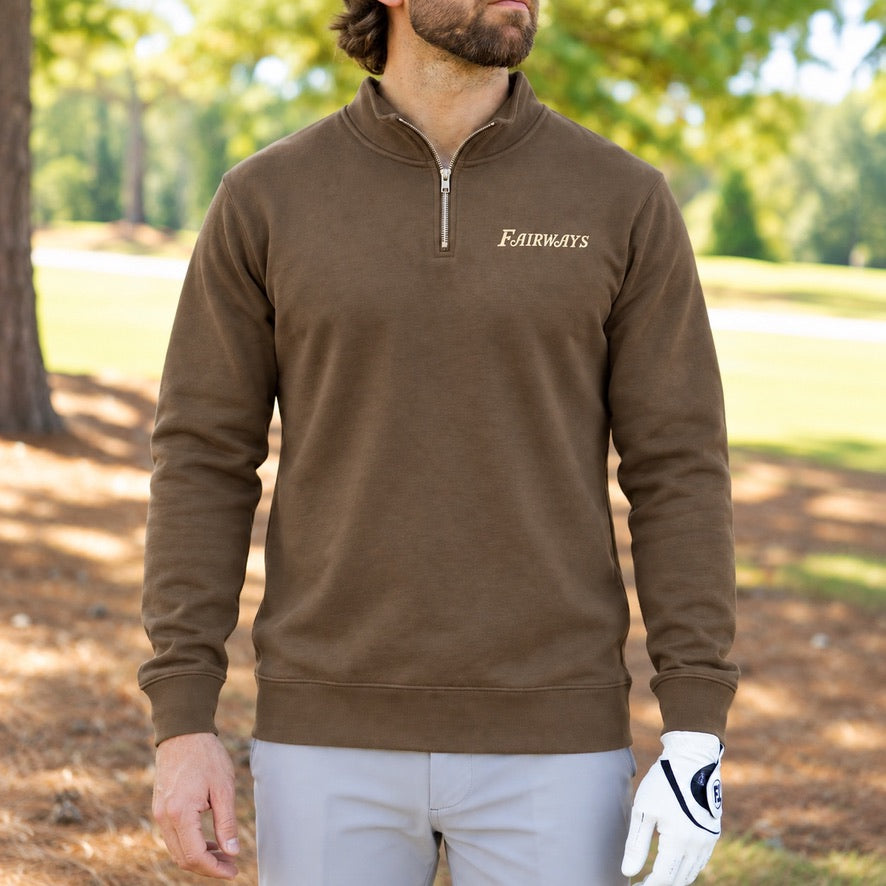 FAIRWAYS 1/4 ZIP - WALNUT