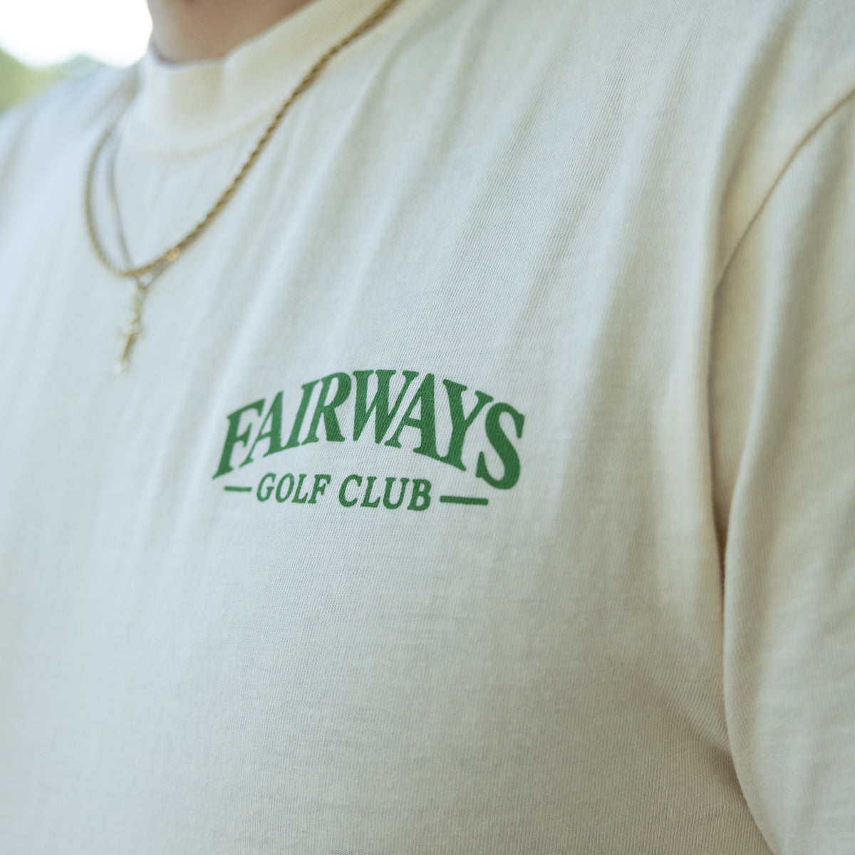 Back 9 Tee chest logo and fabric detail
