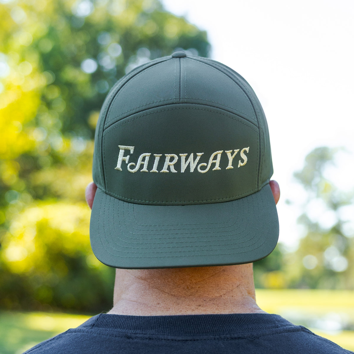 Olive FAIRWAYS cap front embroidery and complete brim