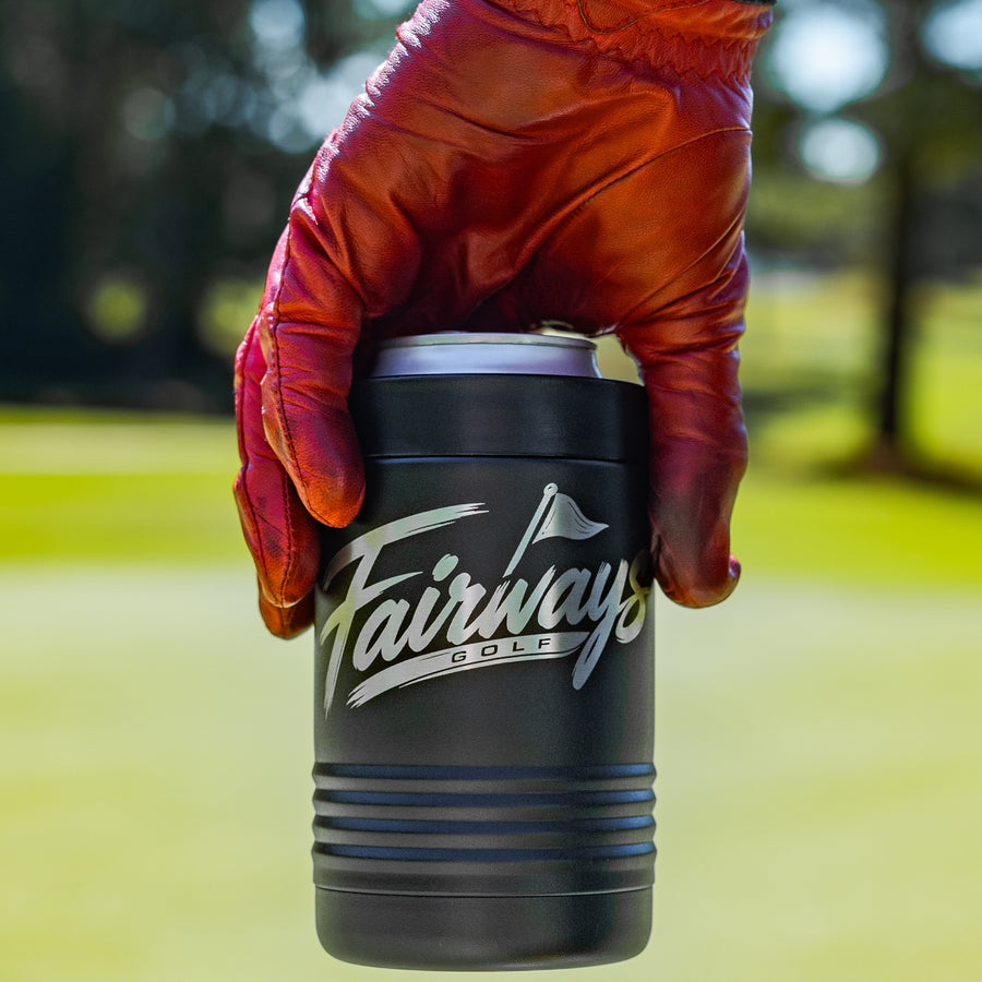 Standard Can Koozie held in a golf glove to show size and use